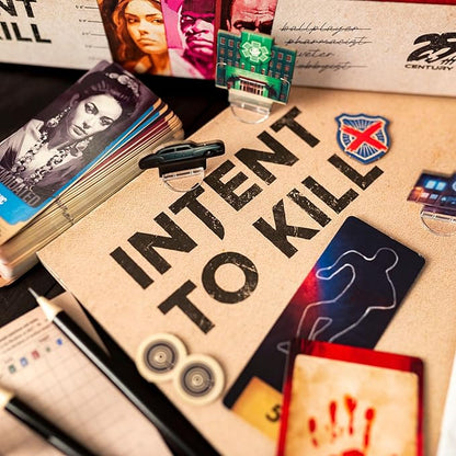 Intent to Kill by 25th Century Games | Detective vs Serial Killer Noir Board Game | Asymmetric Strategy Murder Investigation Evidence Collection &amp Tactical Gameplay | 2 Players | Ages 14+
