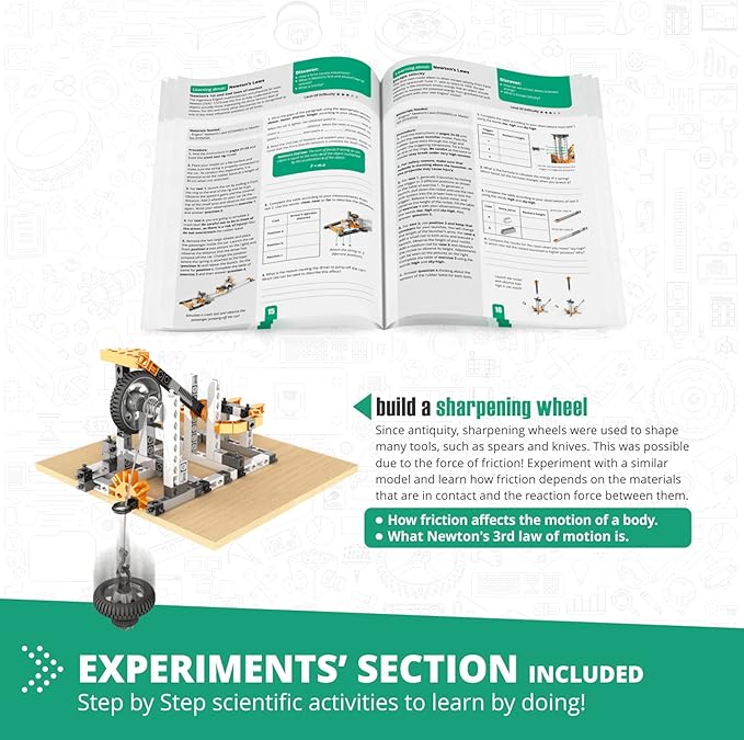 Engino STEM Toys Physics Laws: Inertia Friction &amp Circular Motion Engineering Kit for Kids 9+ Creative STEM Projects Gifts for Boys &amp Girls Building Toys (6 Model Options)