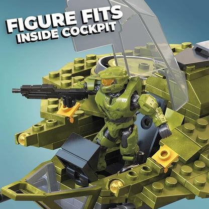 MEGA Halo Infinite Toy Building Set UNSC Wasp Onslaught Aircraft with 406 Pieces 4 Poseable Action Figures and Accessories for Collectors