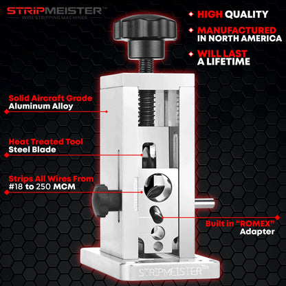 StripMeister Original Wire Stripping Machine & E250 Blade Replacement Kit - Drill Powered Stripper Tool, Made Easy (Bundle)