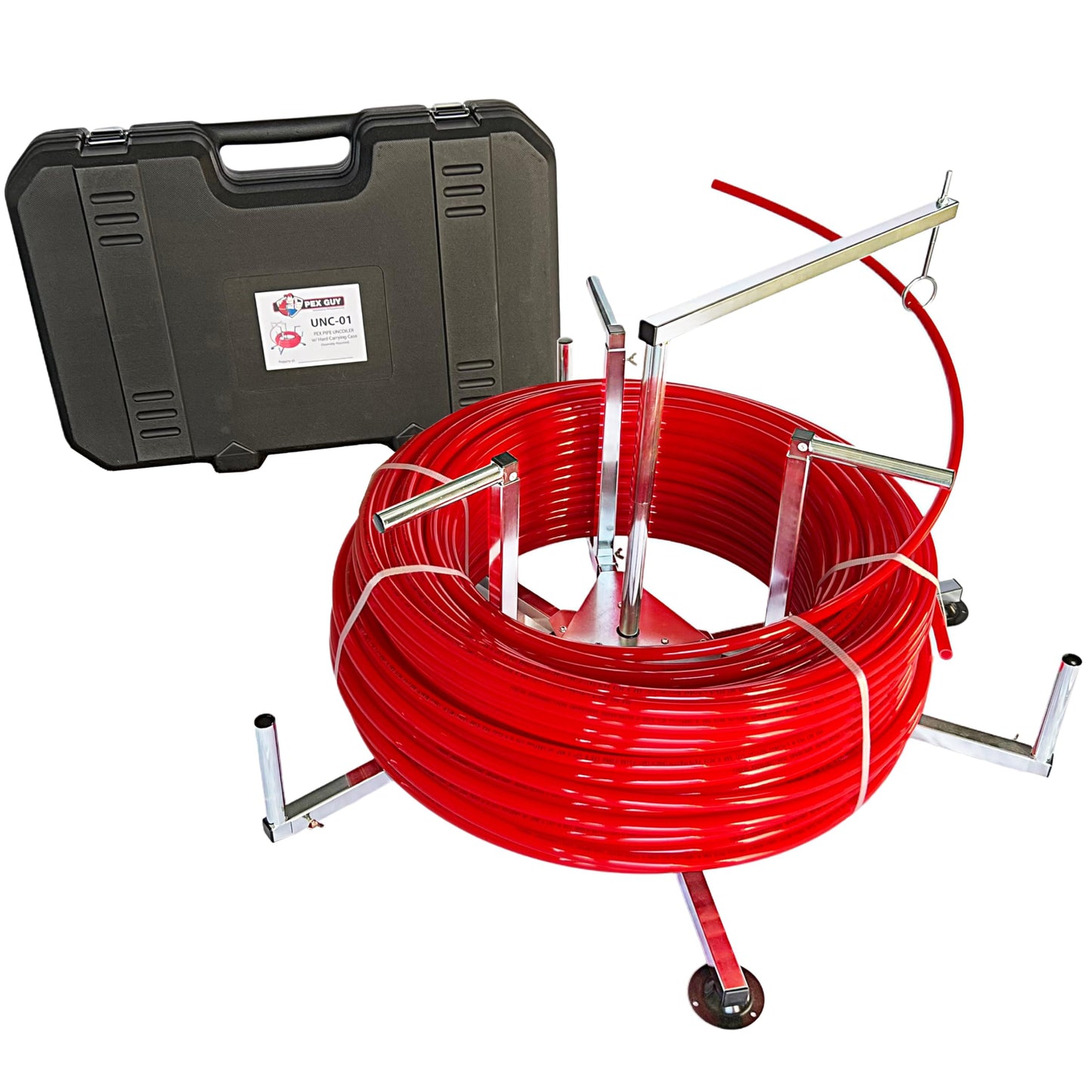 PEX Piping Full Size Uncoiler for 3/8" to 1" PEX Tubing, Radiant Potable Water Applications PEX GUY