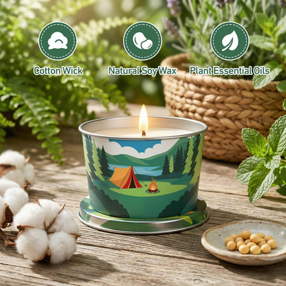 Citronella Candle for Outdoor 6 Pack, 2.2oz Citronella Scented Candles for Outdoor Camping, Natural Soy Wax with Essential Oils, Portable Tin for Patio Backyard Hiking