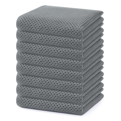 Homaxy 100% Cotton Waffle Weave Kitchen Dish Towels, Ultra Soft Absorbent Quick Drying Cleaning Towel, 13 x 28 Inches, 8-Pack, Grey