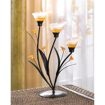 Accent Plus Candle Holder Christmas Decorations Indoor Outdoor Home Decor Valentine’s Day Amber Lilies Tabletop Christmas Candle Holder Wedding Centerpiece Tealight Candle, 9.3 X 4.75 X 13.3 Inches