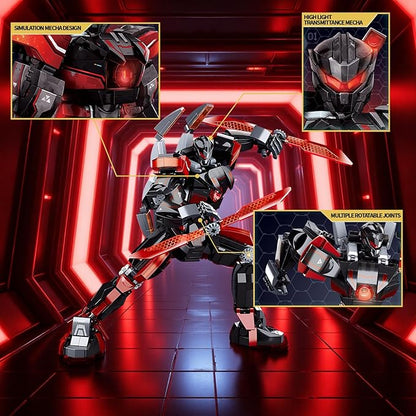 Black Wanderer Mech Building Set 585 Pieces Dark Robot Action Figure with 2 Weapon Modes Ronin Destroyer Model Kit Anime Gift for Adults Teens
