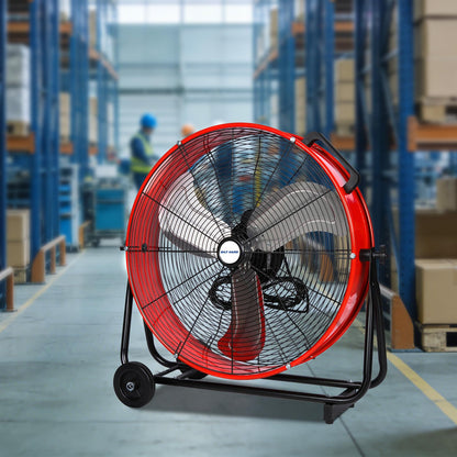 BILT HARD 24" 8100 CFM High Velocity Industrial Drum Fan, 3-Speed Heavy Duty Metal Shop Fan for Warehouse, Workshops, Garage, Factory and Basement