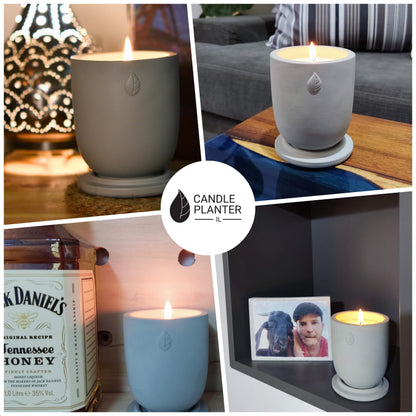Matani Concrete Cement Candle Planter - Aromatherapy Soy, Dual Purpose Jar - Grey Lavender