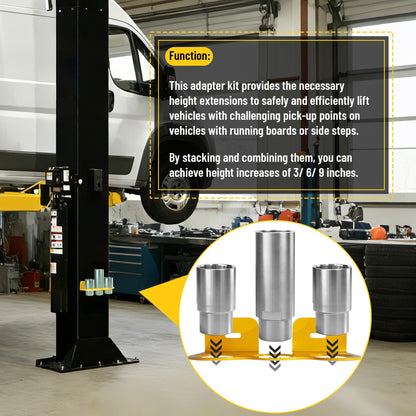 10315 Stack Truck Adapter Kit Compatible with Challenger Lifts CL10 E10 VS10, Includes (4) 3" & (2) 6" Stack Adapters with Organizer, 2.36" (60mm) pin Dia Fit for Challenger Two Post Automotive Lifts