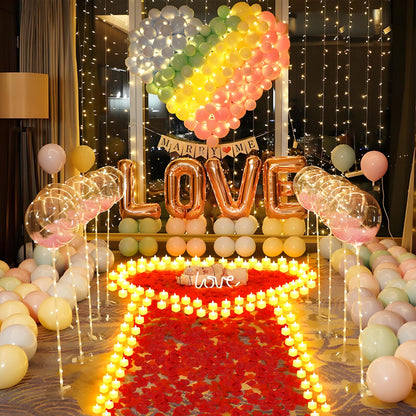gobutend 2000 Pcs Artificial Rose Petals with 24 Pcs Romantic Flameless Candles, LED Heart Tea Lights Battery Operated for Romantic Night Wedding Anniversary Table Party Decoration