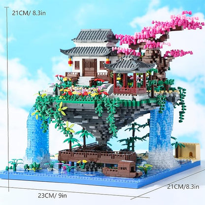 Cherry Blossom Tree Building Set with Gift Box Original Music Cherry Blossom Tree House(Type :Symphony) Japanese Sakura Tree House Lights Building Kit3320 Pcs Cherry Bonsai Building Set.