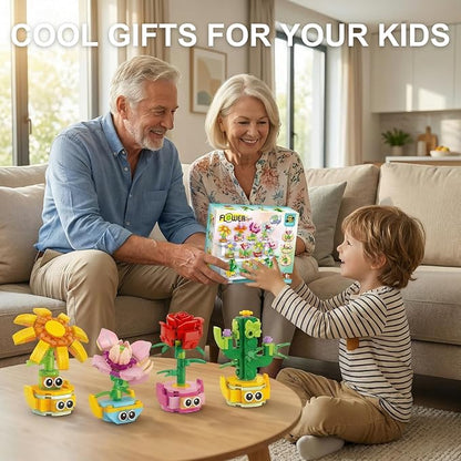 12-in-1 Flower Building Set Botanical Collection Floral Decor Kit Creative STEM Toy Christmas Birthday Easter Gift for Kids Girls Boys 6+ Years Old