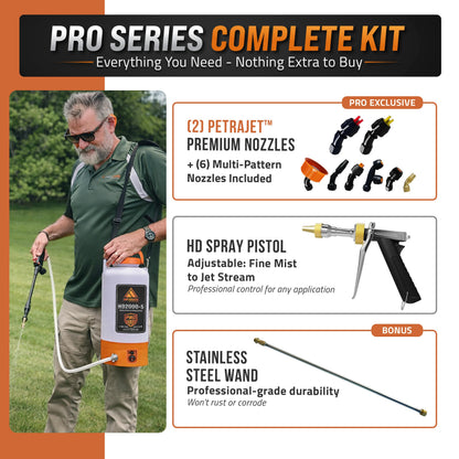PetraTools Battery Powered Sprayer 2 Gallon – Battery Operated Sprayer for Lawn and Garden, 2 Gallon Sprayer for Weed control, Pest Control, Watering with 9 Spray Nozzles & Gloves (2Gallon Pro Series)