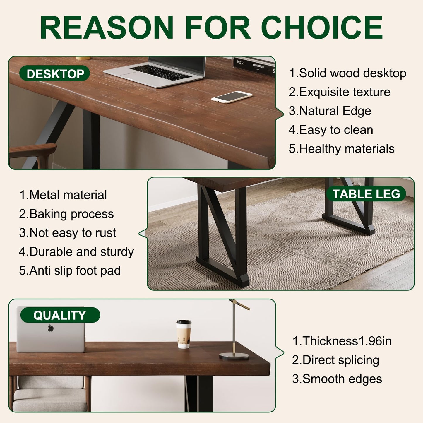 jmzx store Solid Wood and Metal Modern Industrial 56 inch Wide Home Office Desk, Writing Table, Workstation, Perfect Table for Your workspace Study Table Furniture in Rustic Natural Aged Brown