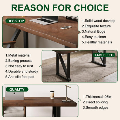 jmzx store Solid Wood and Metal Modern Industrial 56 inch Wide Home Office Desk, Writing Table, Workstation, Perfect Table for Your workspace Study Table Furniture in Rustic Natural Aged Brown