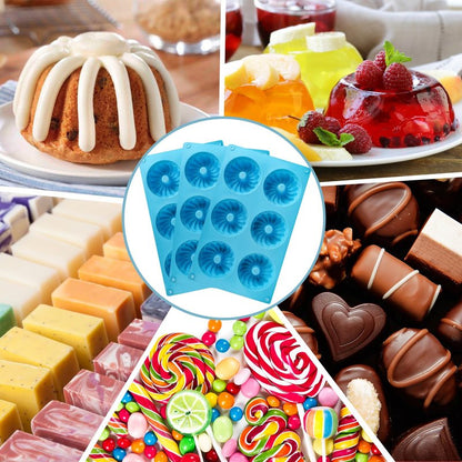 Palksky 3PCS 6-Cavity Mini Fluted Tube Pan Silicone Non-Stick Multi-Cavity small Cake Baking Pan, mini moldes para chocoflan