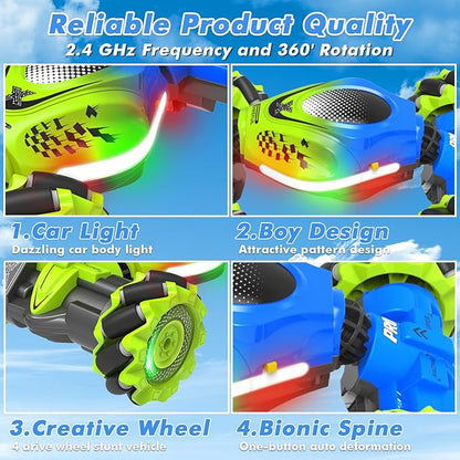 Gesture RC Car 2.4GHz 4WD Gesture Sensing RC Stunt Car Toys for 6-12 Years Old Boys Girls Hand Controlled Remote Drift Twist Offroad 360° Rotation with Lights Music for Birthday Gifts