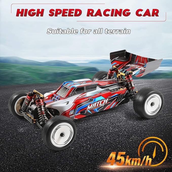 GoolRC WLtoys 104001 RC Car 1:10 Scale 2.4GHz 4WD High Speed Racing Buggy Aluminum Alloy Chassis Zinc Alloy Gear 1 Battery