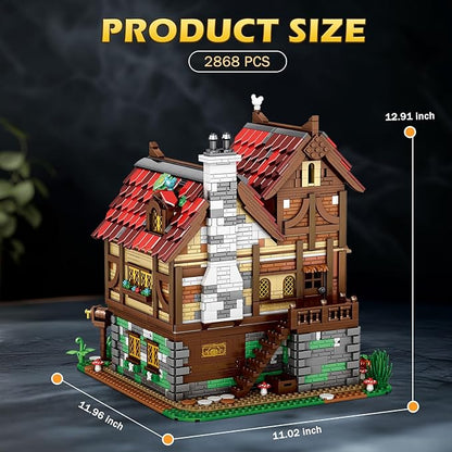 Reobrix Medieval Tavern Building Set European Century Bistro Kit 66018 Collectible Architecture Display with Highly Detailed Wine Cellar &amp Armory Creative Construction Gifts for Adults Teens 1
