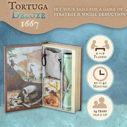 Facade Games Tortuga 1667 Deluxe Edition Board Game Treasure Plunder Game of Cards Strategy Deceit and Luck for 2-9 Players