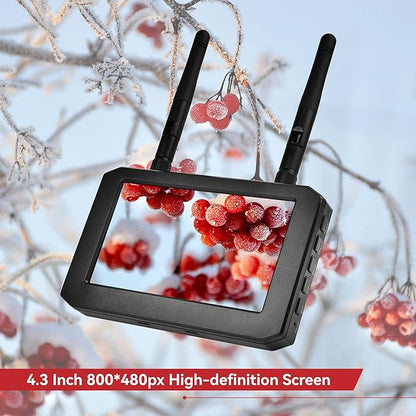FPV Monitor for FPV Camera- 5.8Ghz 4.3 FPV Display Screen with DVR 40CH Receiver 800x480 IPS Display Built-in Battery for RC Hobby FPV Drone RC Car FPV VTX Goggles