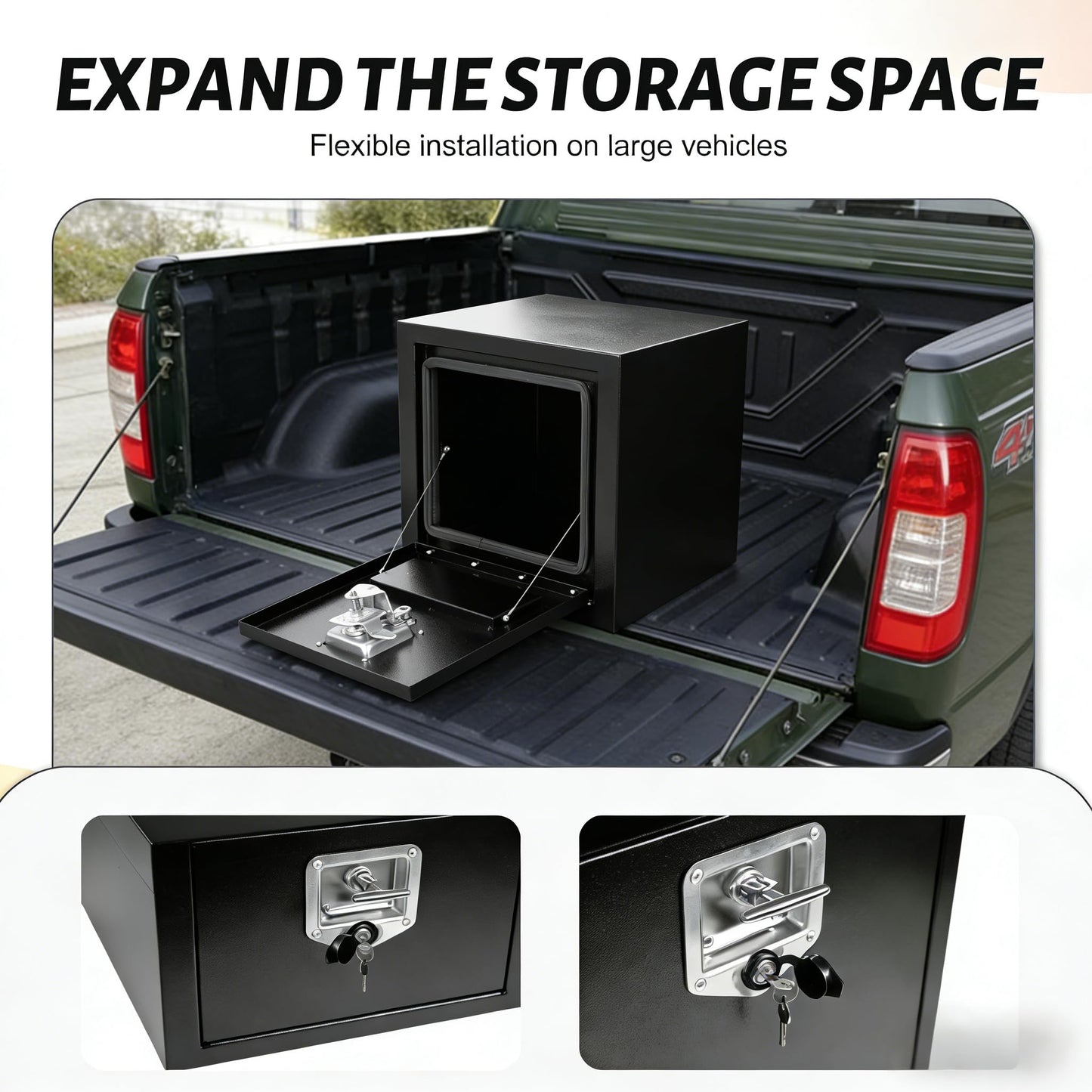 18" Underbody Truck Tool Box, Heavy Duty Steel Underbody Toolbox 18 x 12 x 14 with T-Handle Lock & Weatherproof Seal, Lockable Truck Trailer Tool Box for Pickup, Flatbed, RV, Van, Utility Vehicles