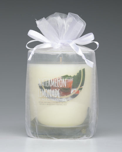 Scentsational Watermelon Lemonade Natural Candle, 11 oz Glass Jar, 50-60 Hour Burn Time, Gift Wrapped