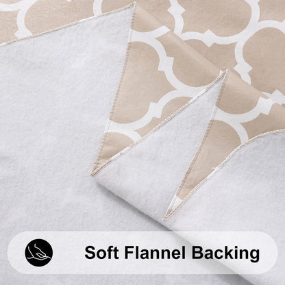 Smiry Rectangle Table Cloth, Waterproof Vinyl Tablecloths with Flannel Backing for Rectangle Tables, Wipeable Spillproof Plastic Tablecloth for Dining, Camping, Indoor and Outdoor (60"x84", Khaki)