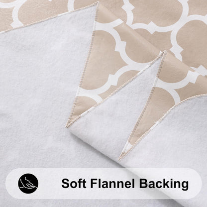 Smiry Rectangle Table Cloth, Waterproof Vinyl Tablecloths with Flannel Backing for Rectangle Tables, Wipeable Spillproof Plastic Tablecloth for Dining, Camping, Indoor and Outdoor (60"x84", Khaki)