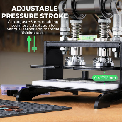 Flyrivergo Leather Cutting Machine, 7.87 x 7.87in Embossing Plate Manual Die Cutter Stamping Machine 1.0 Ton Force, Adjustable Pressure Stroke, Ideal for Multiple Materials and Leathercraft Projects
