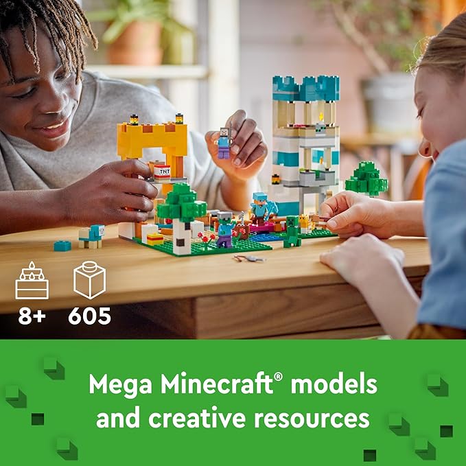 LEGO Minecraft The Crafting Box 4.0 21249 Building Toy Set Custom-Build Playset Featuring Classic Bricks Figures and Game Accessories Model Guides Spark Creativity for 8 Year Old Kids