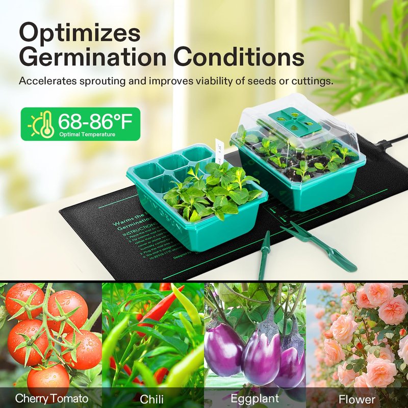 VIVOSUN Durable Waterproof Seedling Heat Mat 10" x 20.75" UL & MET-Certified Warm Hydroponic Heating Pad for Germination, Indoor Gardening, Greenhouse