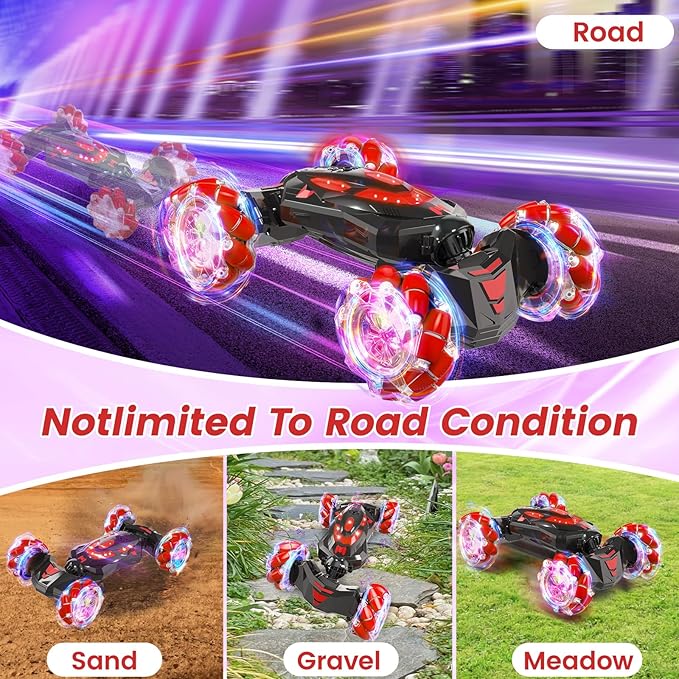 Gesture Sensing RC Stunt CarRemote Control Car Toys for Ages 8-12Drift Cars with Lights Music4WD 360° Spins All Terrains Kids Toys RC Cars 4-7 Best Birthday Gift for Kids