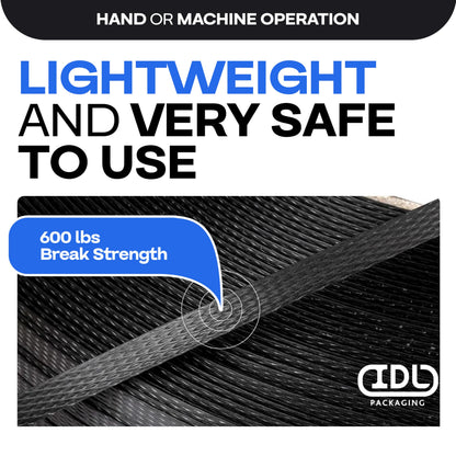 IDL Packaging 1/2" x 7200' Hand Grade Polypropylene (PP) Strapping Roll of 16" x 6" Core Size, 600 lbs Break Strength - Elastic and Flexible Packing Straps (Pack of 1)