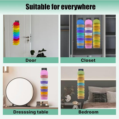 Hat Organizer - Regine Baseball Cap Holder with Built-In Spring Clips | Adjustable Wall Mount Rack for Closet & Door