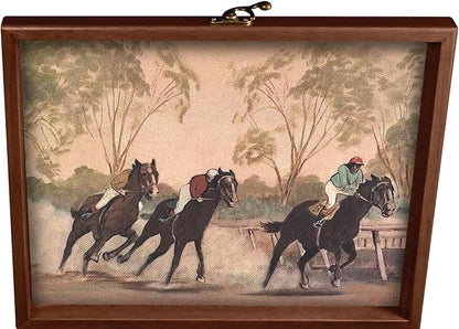 WE Games Derby Horse Race Board Game Set with Metal Game Pieces and Wooden Keepsake Storage Box Family Game Night Board Games for Adults and Family Birthday Gifts Home Decor Living Room Decor