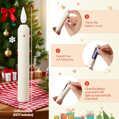 Yungyan 24 Sets Window Candles with Sensor Dusk to Dawn Christmas Window Lights with Suction Cups Battery Operated LED Candlesticks Bulk Flameless Taper Candles for Xmas Holiday Decor (Classic Style)