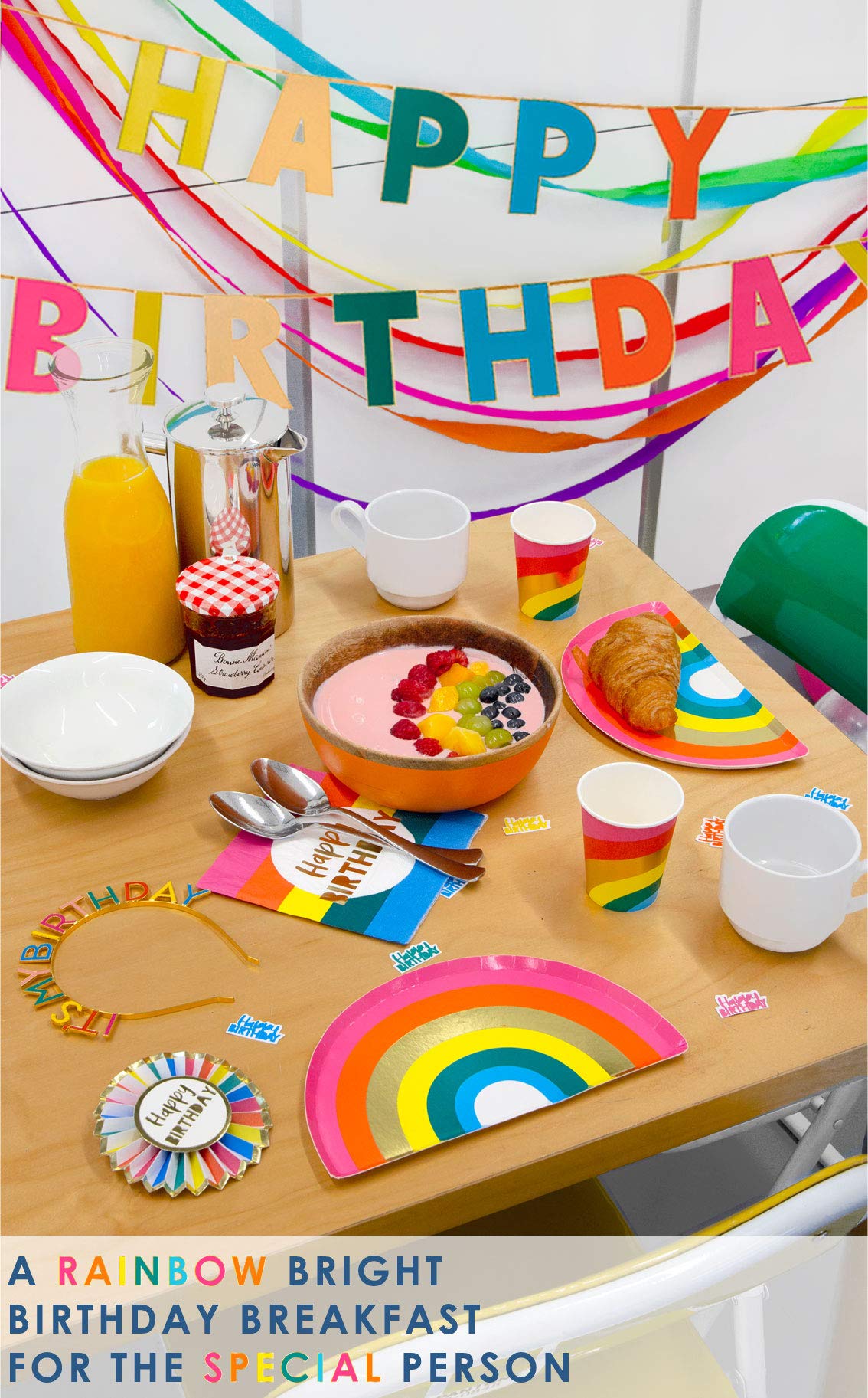 Talking Tables Pack of 16 Birthday Fun Cake Topper Decoration for Adults or Kids 10cm, Rainbow Brights Candles