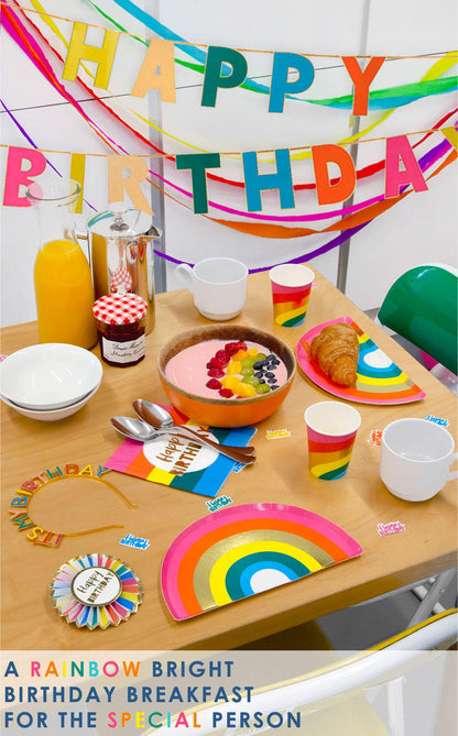 Talking Tables Pack of 16 Birthday Fun Cake Topper Decoration for Adults or Kids 10cm, Rainbow Brights Candles