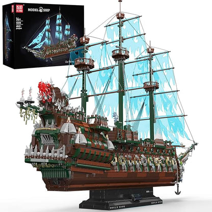 Mould King 13218 Pirate Ship Building Blocks Sets MOC Ghost Ship Flying Dutchman Model Kit Display Decoration Pirate Boat Model Sets Collectible Construction Toys Gift for Teen Adult(6849 PCS)