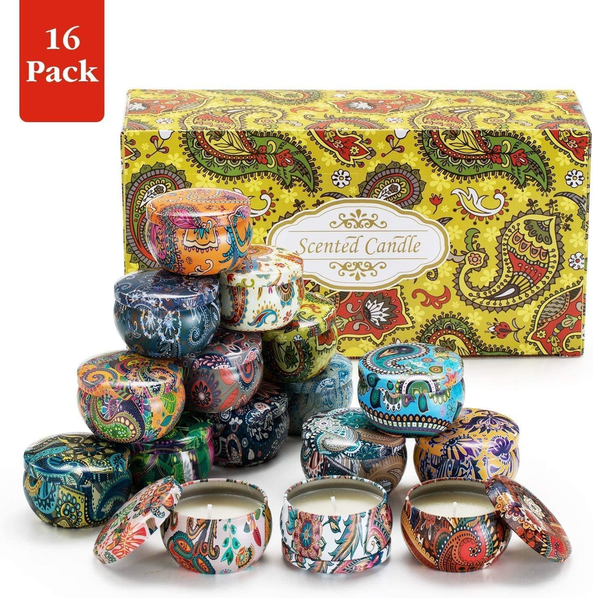 YOROXRG Set 16 Pack Scented Candles Gifts Soy Wax Travel Tin Jar Candles for Home 2.5 OZ Scented Candles for Mom for Christmas, Birthday, Thanksgiving, Mother's Day…