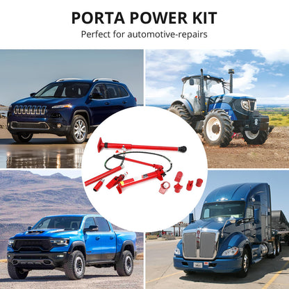 GarveeHome 10 T Porta Power Kit Heavy Duty Hydraulic Ram with Secure Transport Case for Auto Shop Frame Repair Construction Equipment Professional Grade Lifting Tool