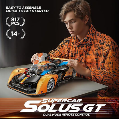Remote Control Building Car 1:14 Solus GT Construction Toy Compatible with Technic Car Collectible Gifts for 10-16 Year Olds and Adults (817pcs)