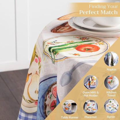 Maison d' Hermine Table Cloth Round Table 100% Cotton 63 Round Inches Tablecloth Reusable Decorative for Dining Kitchen Room Farmhouse Home Gifts for Mothers Day Spring Summer - Gourmand