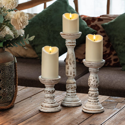 Homemory Outdoor Waterproof Flameless Candles, LED Candle with Remote and Timer, Battery Operated Candles, Electric Fake Plastic Candles, Ivory White, Set of 3