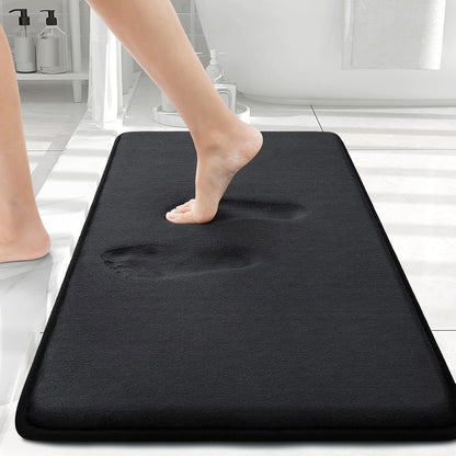 Smiry Memory Foam Bath Mat - Extra Soft & Absorbent Non-Slip Bathroom Carpet | 30x20 Inches, Black