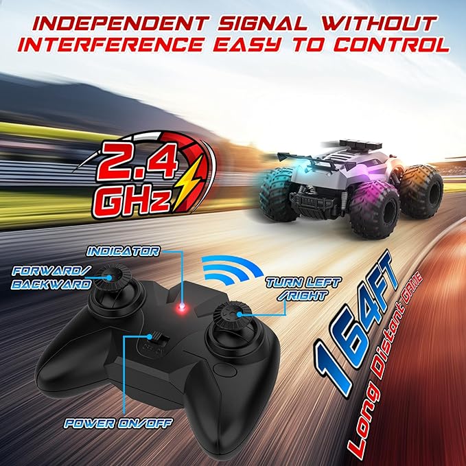 Remote Control Car - 20km/h 1:18 High Speed RC Cars Offroad with RBC &ampHeadlights &ampHeadlamps 2.4GHz Toy Car Gift for 3 4 5 6 7 8 9 10-12 Year Old Boys Girls Kids