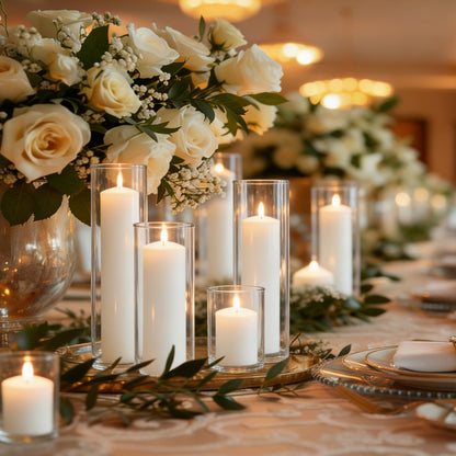 HTTBEIZI Pillar Candles Bulk Set - Unscented, Smokeless, Dripless | 3 Sizes (1 Each): 2x3, 2x6, 2x8 Inches | Ideal for Weddings, Christmas & Home Decor (3, White)