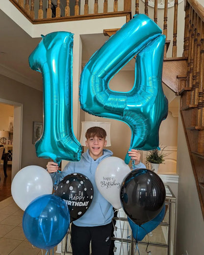 Light Blue Number 5 Balloon 40 Inch, 5th Birthday Party Decorations for Children, Giant 5 Foil Balloon for Party Supplies