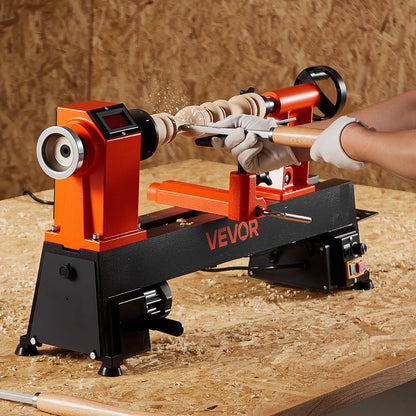 VEVOR Wood Lathe, 6Amp 1 HP Benchtop Wood Lathe Machine with 150 to 3800 RPM Variable Speed 12 x 18" Workbench Brushless DC Motor Cast Iron Construction for Beginners DIY Enthusiasts Woodworking