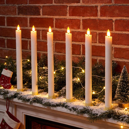 RosMank 6 Set LED Candles, Indoor & Outdoor Candles with 10-Key Remote Timer Control, Flameless, Real Wax, Decoration for Christmas, Birthday, Wedding, Party, White